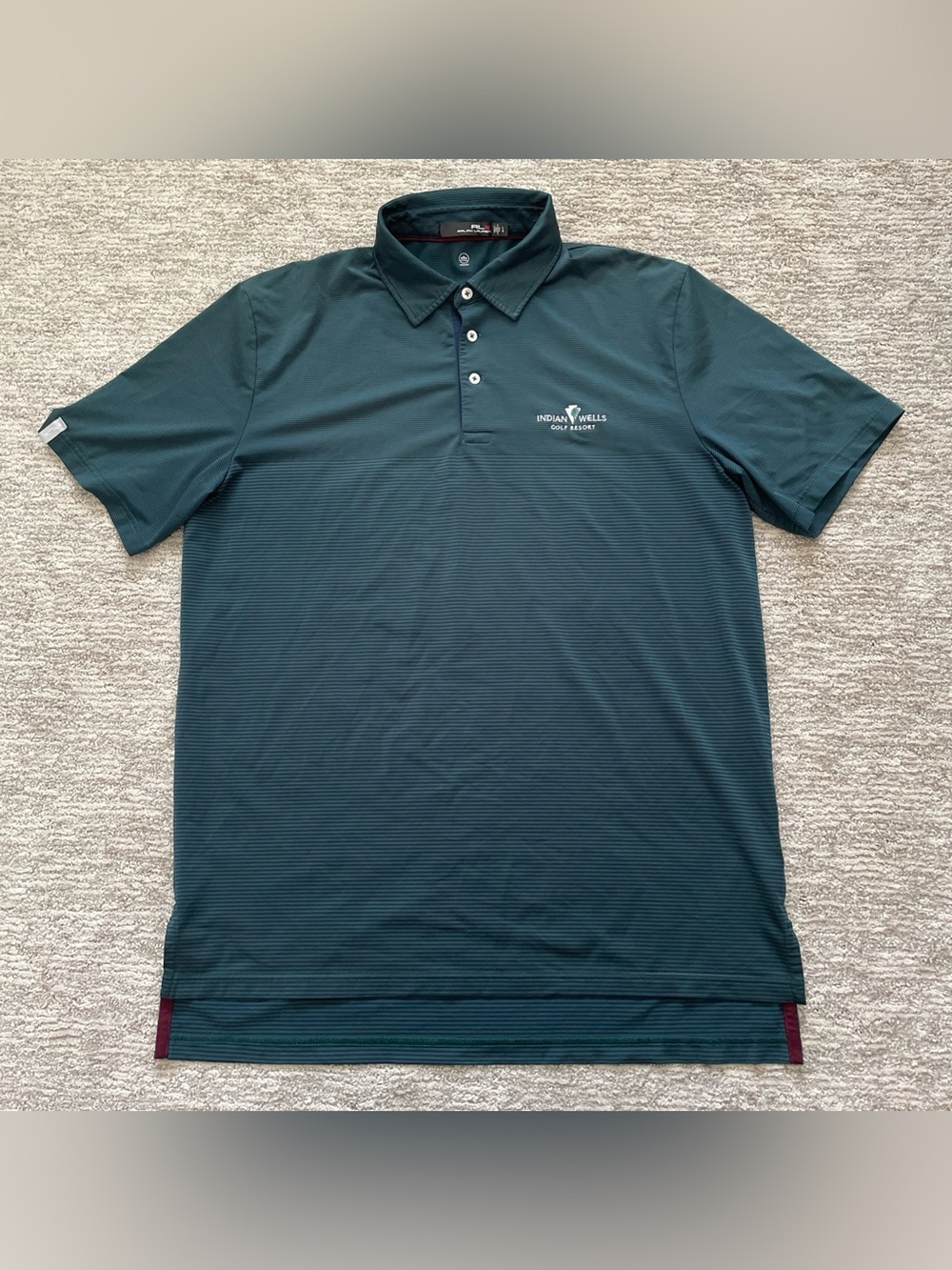 RLX Ralph Lauren Golf Active Polo Shirt Striped Green Blue Performance Large